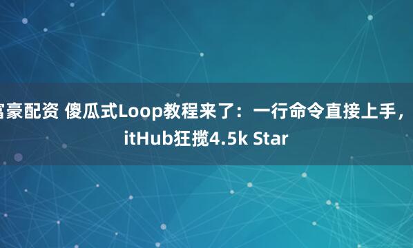 富豪配资 傻瓜式Loop教程来了：一行命令直接上手，GitHub狂揽4.5k Star